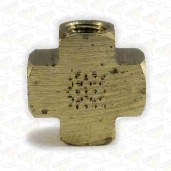 Fitting, 1/4" cross brass