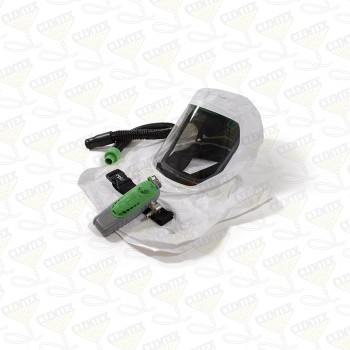 RPB T-Link Respirator, includes: 17-712-S Tychem QC Hood, Safety Lens, Bump Cap Assembly, 04-830 Breathing Tube, 03-501 C40 Climate Control Device